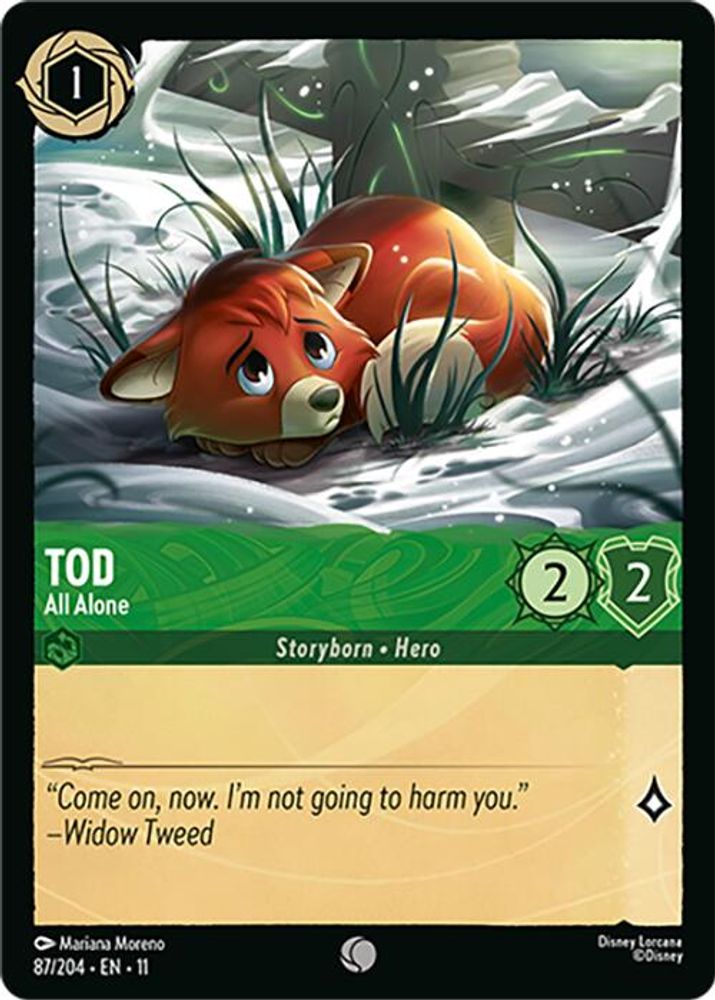 Tod - All Alone 87/204 Common Winterspell Lorcana Near Mint