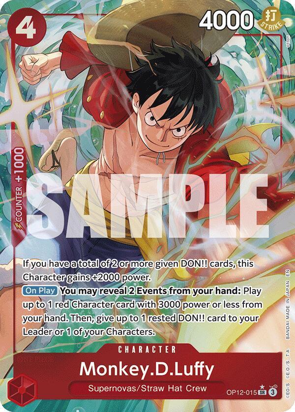 Monkey.D.Luffy (Alternate Art) OP12-015 Legacy of the Master One Piece Foil NM