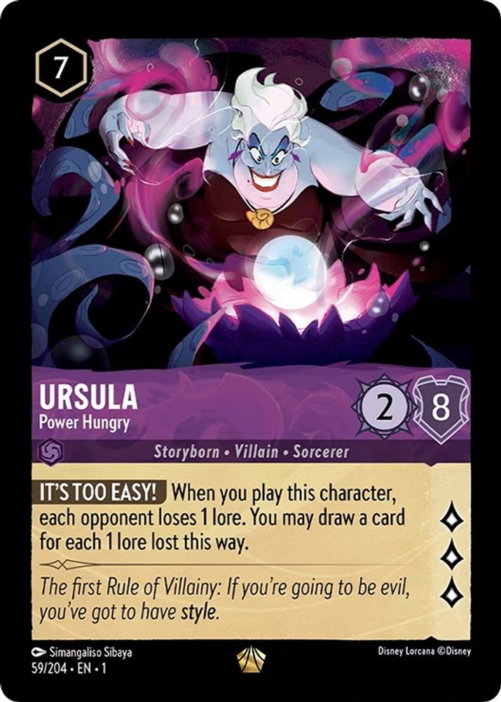 Ursula - Power Hungry 59/204 Legendary The First Chapter Lorcana Near Mint