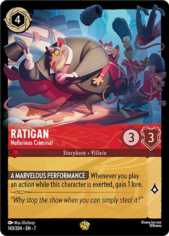 Ratigan - Nefarious Criminal 143/204 Legendary Archazia's Island Lorcana NM