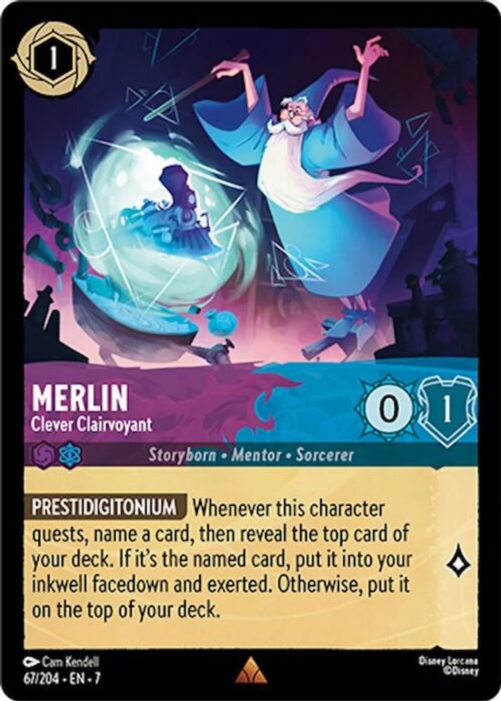 Merlin - Clever Clairvoyant 67/204 Rare Archazia's Island Lorcana Near Mint