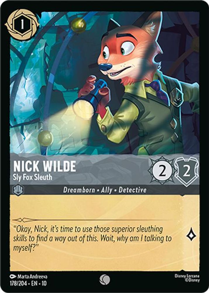 Nick Wilde - Sly Fox Sleuth 178/204 Common Whispers in the Well Lorcana NM