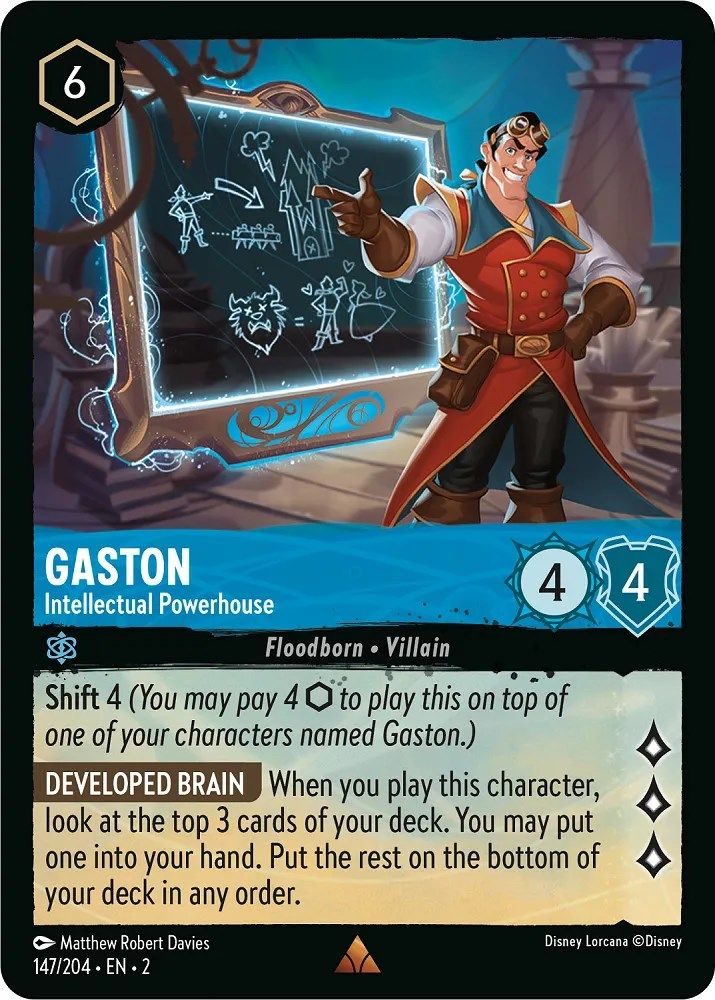 Gaston - Intellectual Powerhouse 147/204 Rare Rise of the Floodborn Lorcana NM