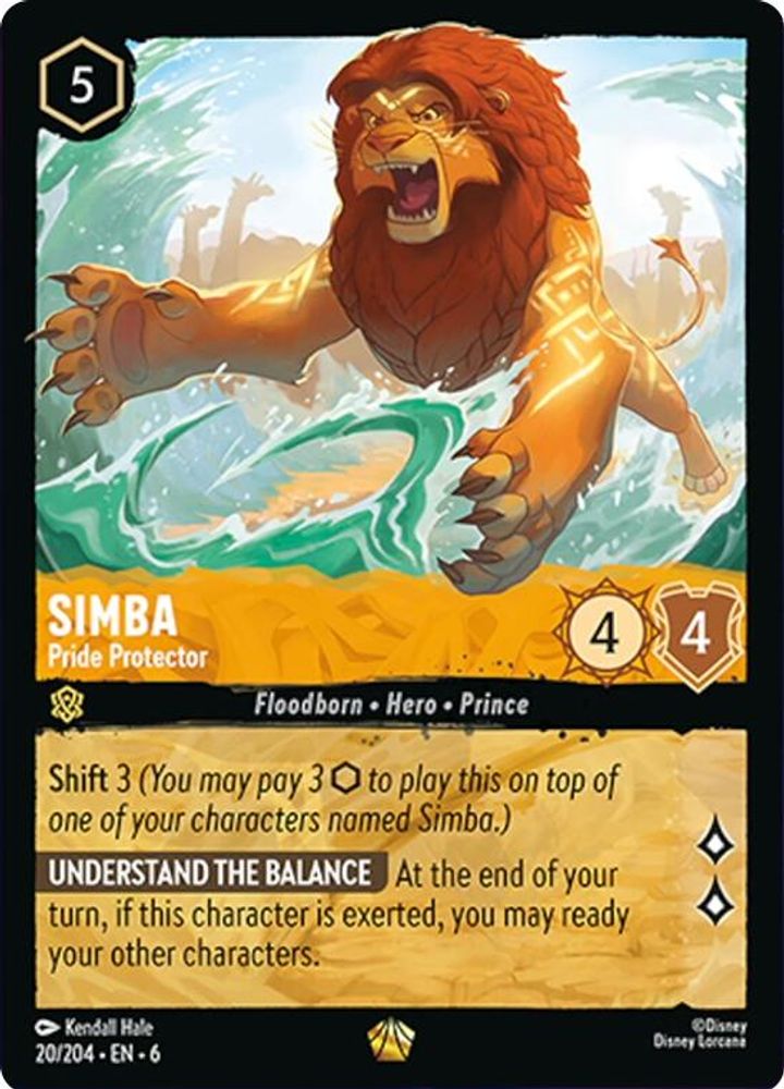 Simba - Pride Protector 20/204 Legendary Azurite Sea Lorcana Near Mint