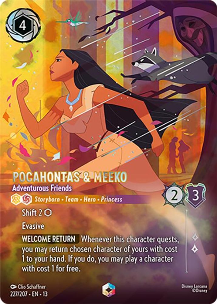 Pocahontas & Meeko - Adventurous Friends (Enchanted) 227/204 Lorcana Holo NM