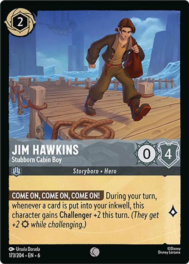 Jim Hawkins - Stubborn Cabin Boy 173/204 Common Azurite Sea Lorcana Near Mint