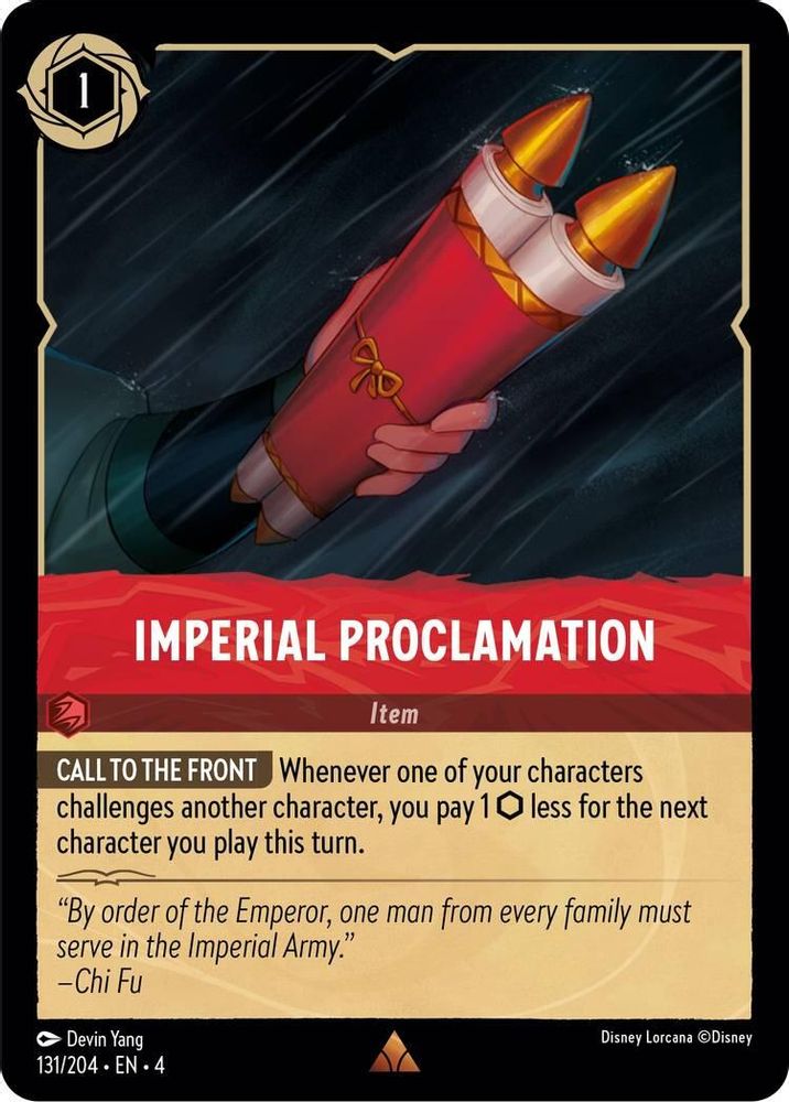 Imperial Proclamation 131/204 Rare Ursula's Return Lorcana Near Mint