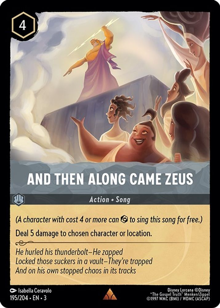 And Then Along Came Zeus 195/204 Rare Into the Inklands Lorcana Near Mint