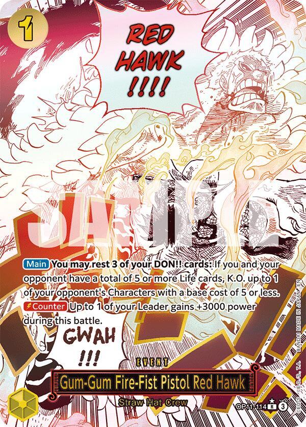 Gum-Gum Fire-Fist Pistol Red Hawk (Alternate Art) OP11-114 A Fist of Divine Speed One Piece Foil NM