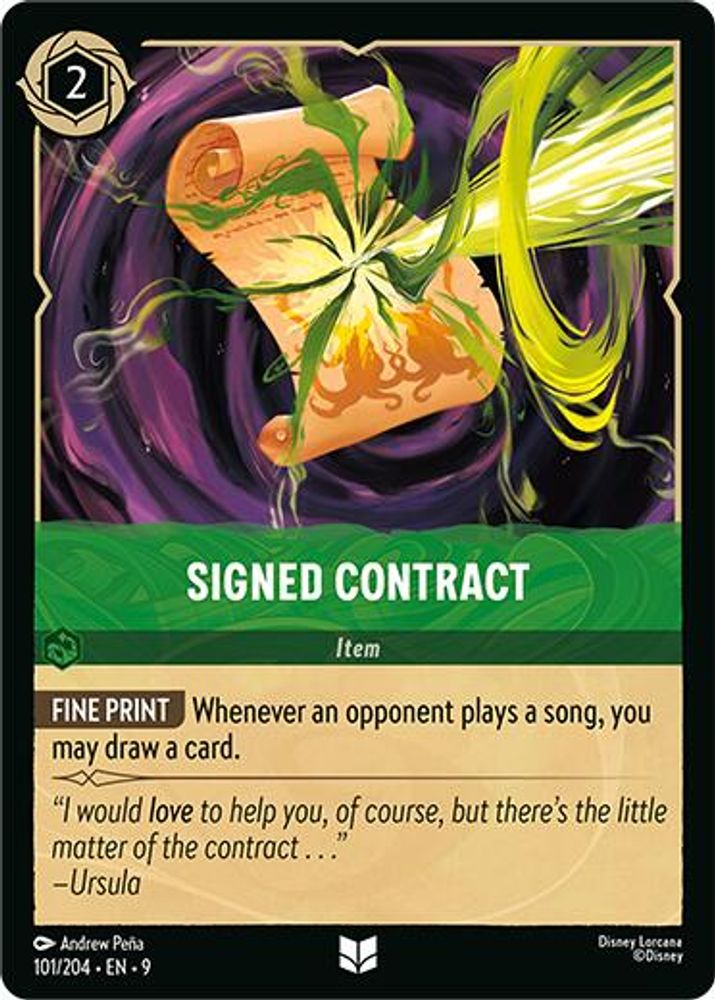 Signed Contract 101/204 Uncommon Fabled Lorcana Near Mint