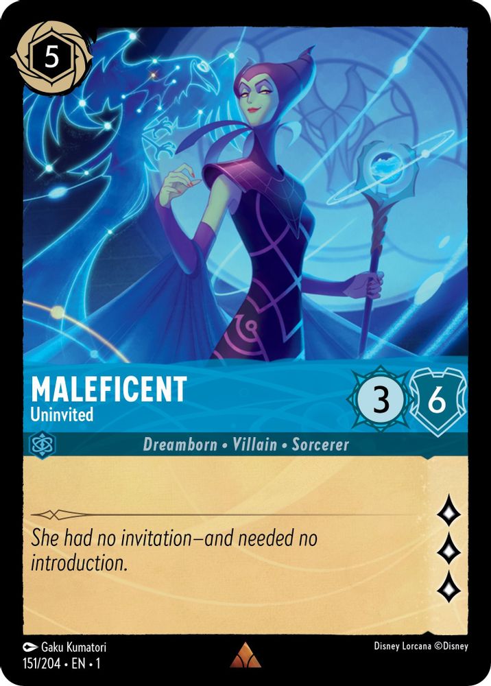 Maleficent - Uninvited 151/204 Rare The First Chapter Lorcana Near Mint