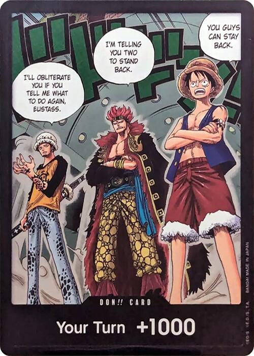 DON!! Card (Trafalgar Law, Eustass Kid and Monkey.D.Luffy) (Double Pack Set Vol. 4) 500 Years in the Future One Piece Foil NM