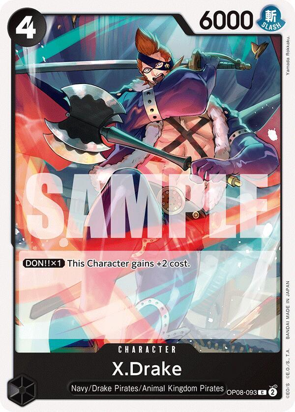 X.Drake OP08-093 Common Two Legends One Piece Near Mint