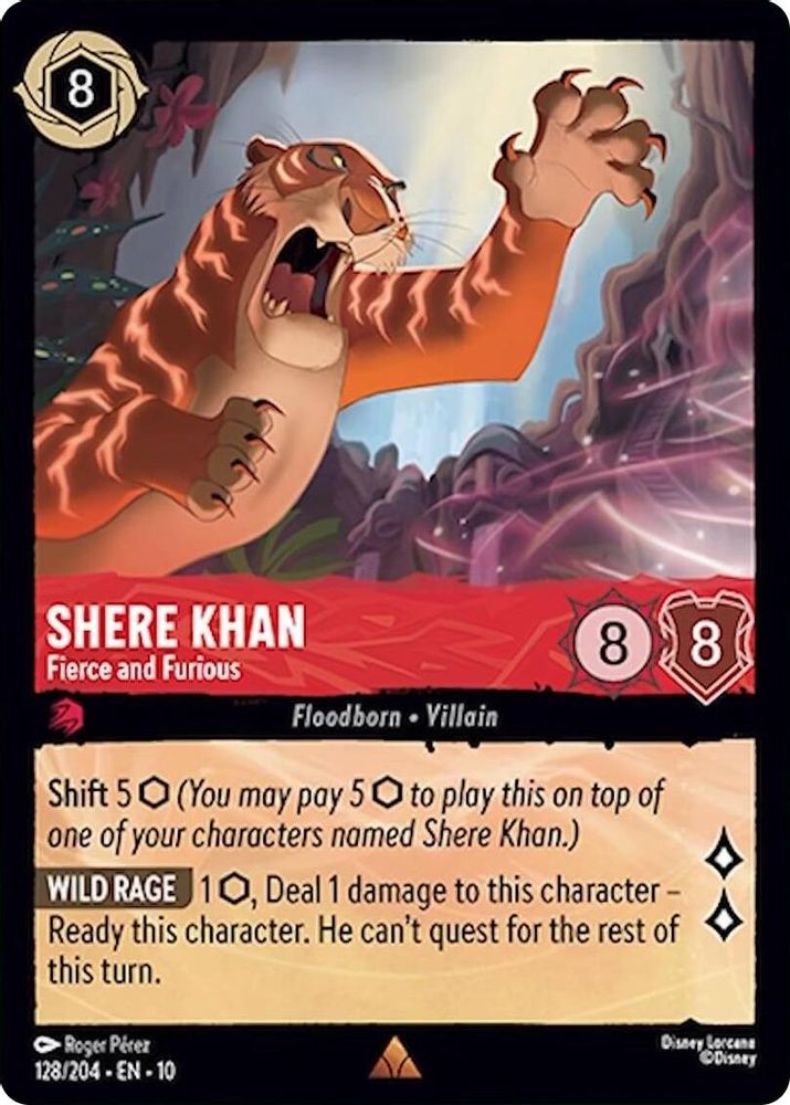 Shere Khan - Fierce and Furious 128/204 Rare Whispers in the Well Lorcana NM