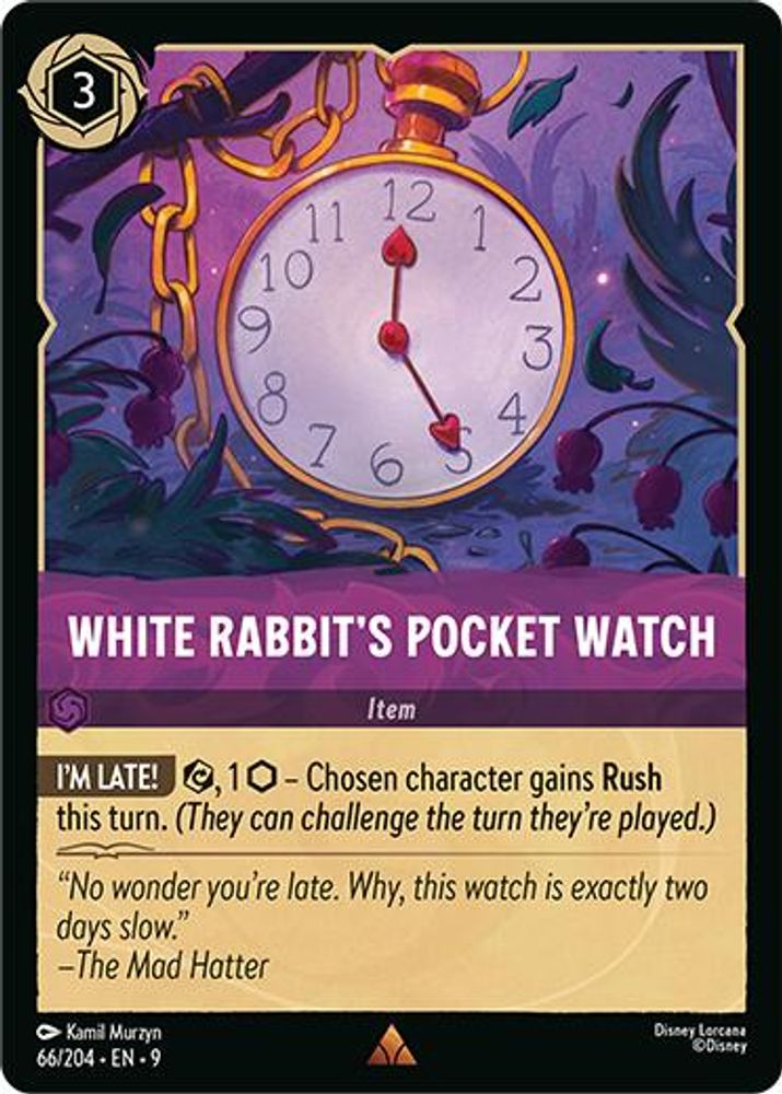 White Rabbit's Pocket Watch 66/204 Rare Fabled Lorcana Near Mint