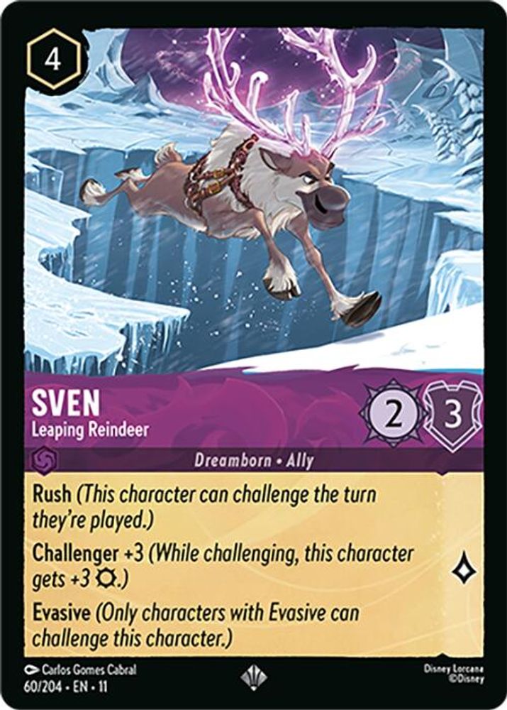 Sven - Leaping Reindeer 60/204 Super Rare Winterspell Lorcana Near Mint