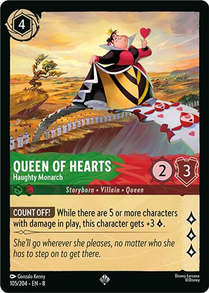 Queen of Hearts - Haughty Monarch 105/204 Super Rare Reign of Jafar Lorcana NM
