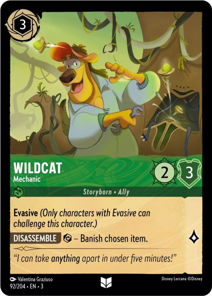 Wildcat - Mechanic 92/204 Uncommon Into the Inklands Lorcana Near Mint