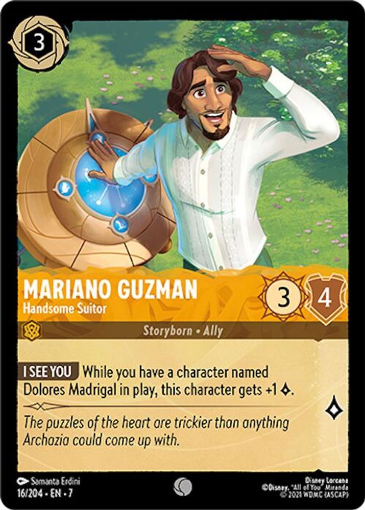 Mariano Guzman - Handsome Suitor 16/204 Common Archazia's Island Lorcana NM