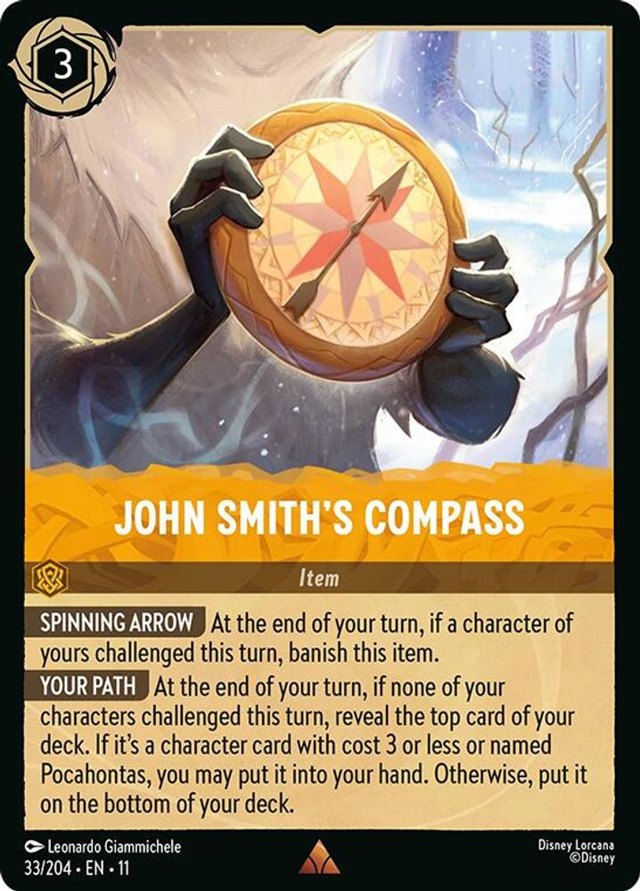 John Smith's Compass 33/204 Rare Winterspell Lorcana Near Mint