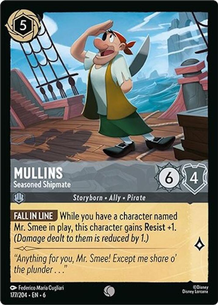 Mullins - Seasoned Shipmate 177/204 Common Azurite Sea Lorcana Near Mint
