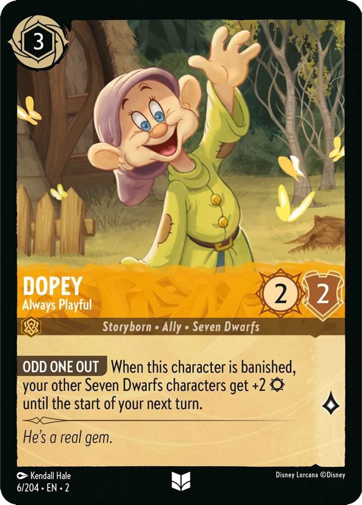 Dopey - Always Playful 6/204 Uncommon Rise of the Floodborn Lorcana Near Mint