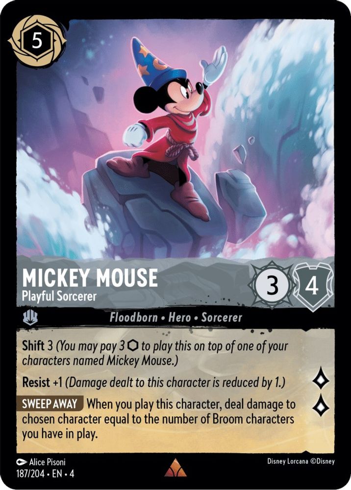 Mickey Mouse - Playful Sorcerer 187/204 Rare Ursula's Return Lorcana Near Mint