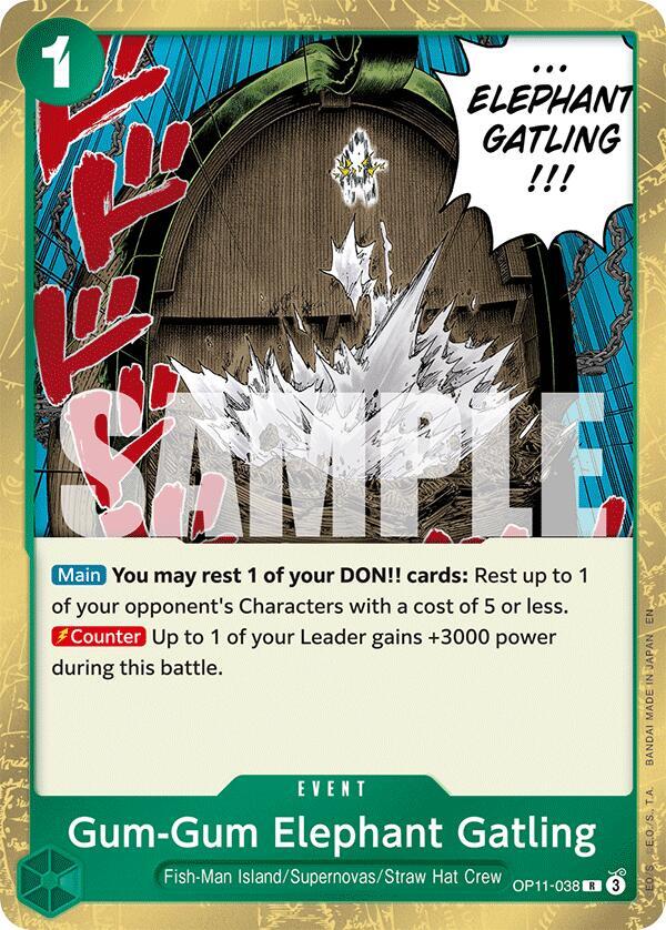 Gum-Gum Elephant Gatling OP11-038 Rare A Fist of Divine Speed One Piece Foil NM
