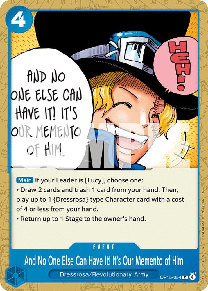 And No One Else Can Have It! It's Our Memento of Him OP15-054 Adventure on Kami's Island One Piece NM