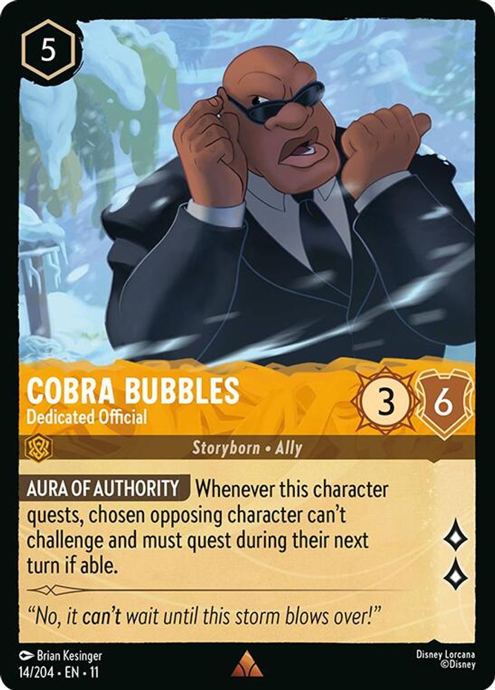Cobra Bubbles - Dedicated Official 14/204 Rare Winterspell Lorcana Near Mint