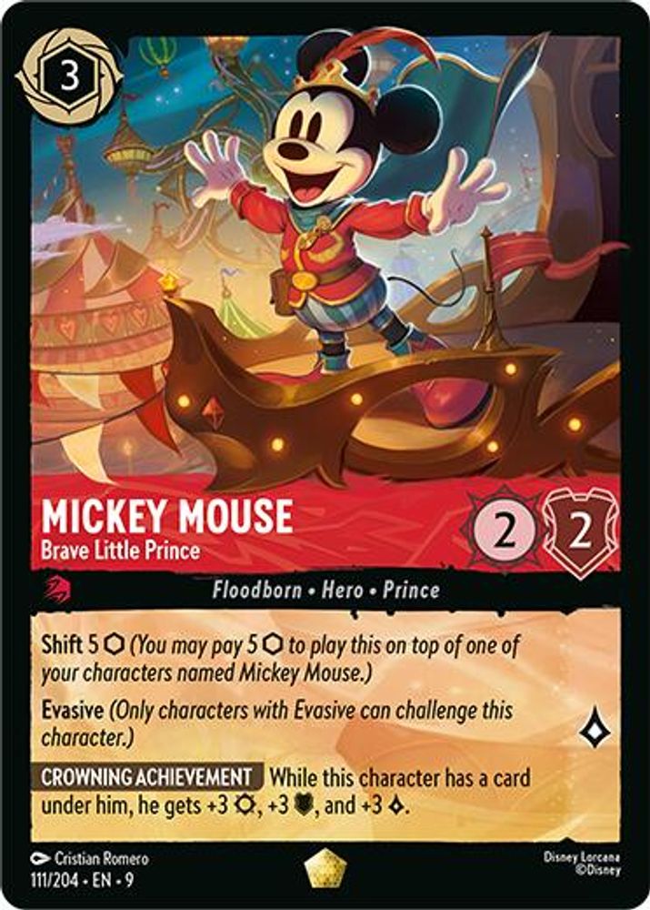 Mickey Mouse - Brave Little Prince 111/204 Legendary Fabled Lorcana Near Mint