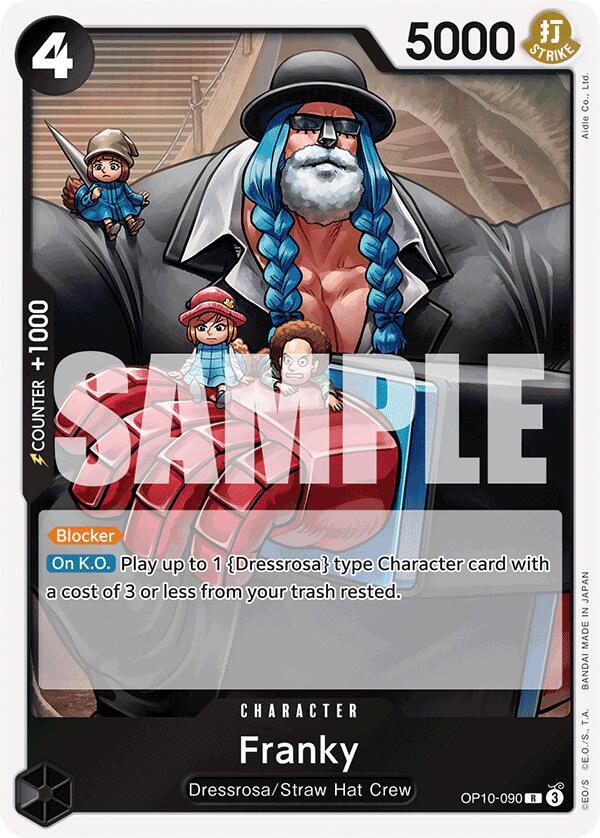Franky (090) OP10-090 Rare Royal Blood One Piece Foil Near Mint