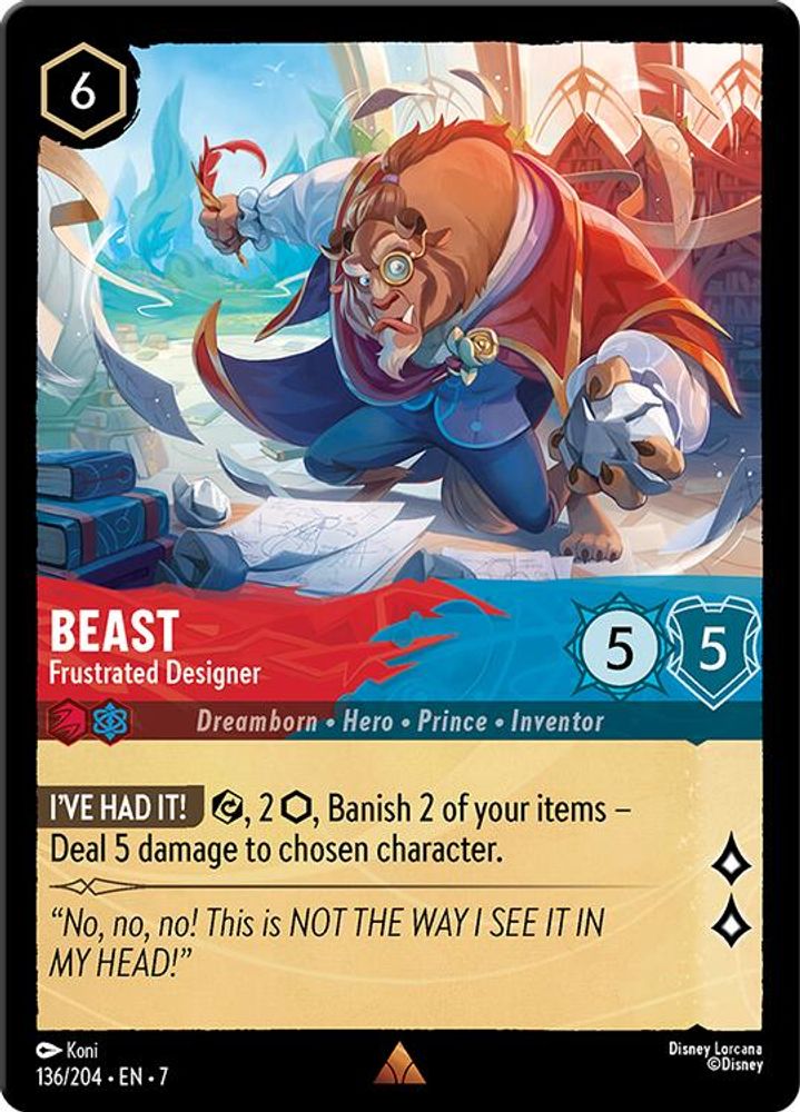Beast - Frustrated Designer 136/204 Rare Archazia's Island Lorcana Near Mint
