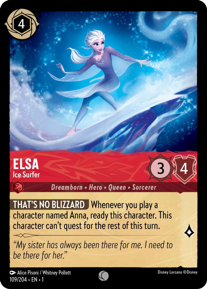 Elsa - Ice Surfer 109/204 Common The First Chapter Lorcana Near Mint