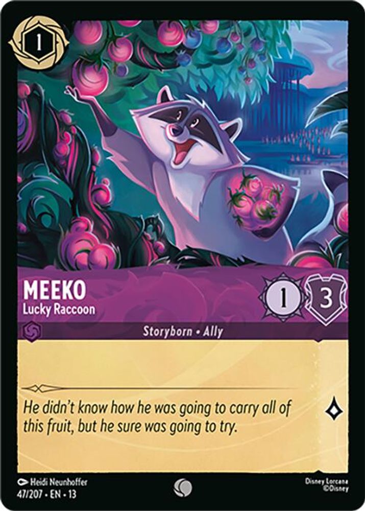 Meeko - Lucky Raccoon 47/204 Common Attack of the Vine! Lorcana Near Mint