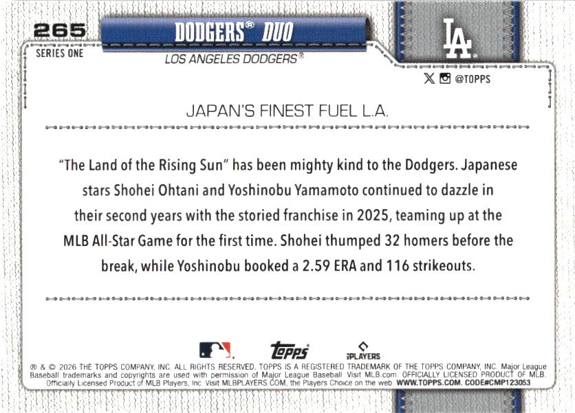 2026 Topps Dodgers Duo baseball