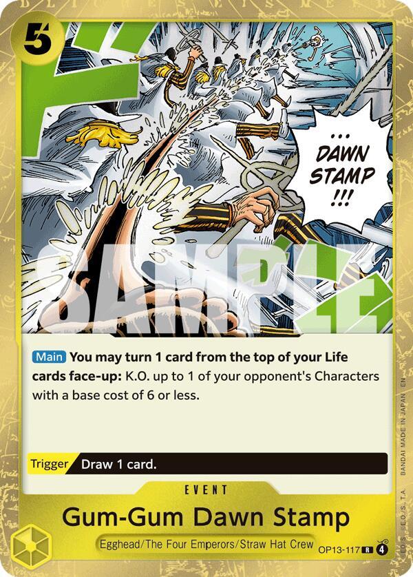 Gum-Gum Dawn Stamp OP13-117 Rare Carrying On His Will One Piece Foil Near Mint