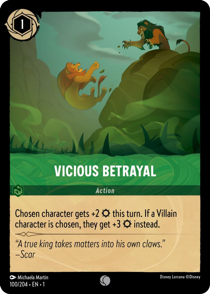 Vicious Betrayal 100/204 Common The First Chapter Lorcana Near Mint