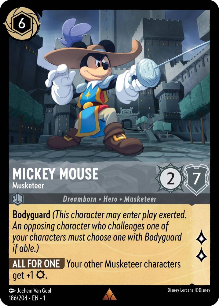 Mickey Mouse - Musketeer 186/204 Rare The First Chapter Lorcana Near Mint