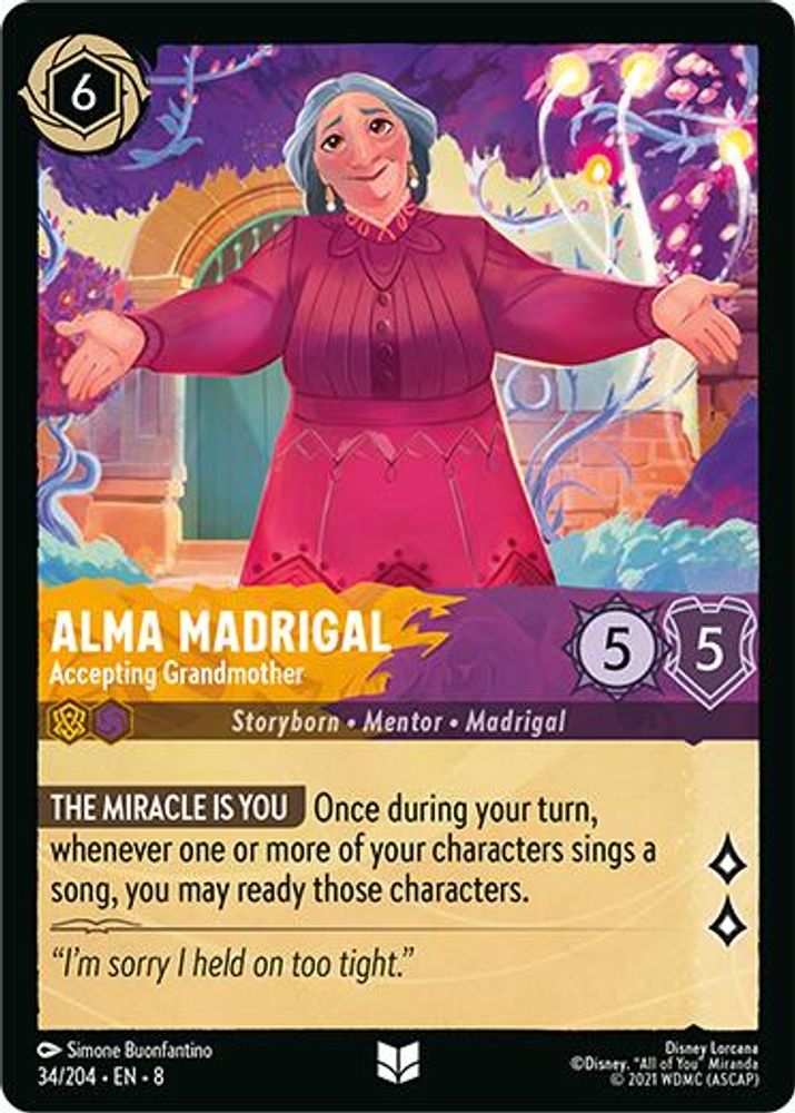 Alma Madrigal - Accepting Grandmother 34/204 Uncommon Reign of Jafar Lorcana NM