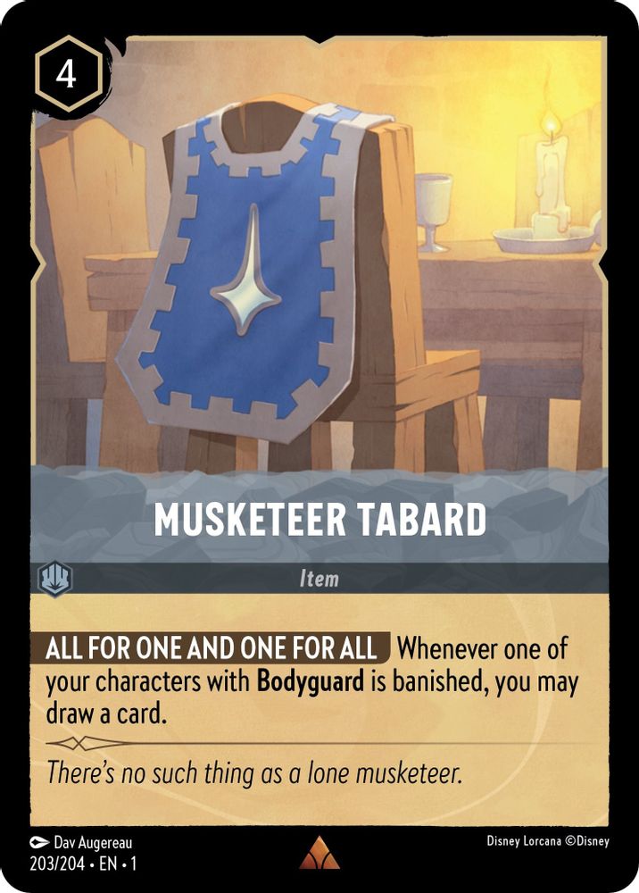 Musketeer Tabard 203/204 Rare The First Chapter Lorcana Near Mint