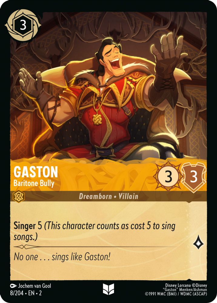 Gaston - Baritone Bully 8/204 Uncommon Rise of the Floodborn Lorcana Near Mint