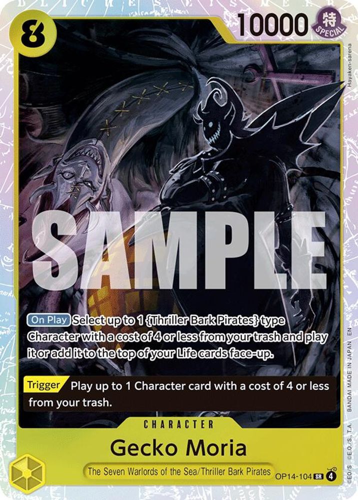 Gecko Moria OP14-104 Super Rare The Azure Sea's Seven One Piece Foil Near Mint