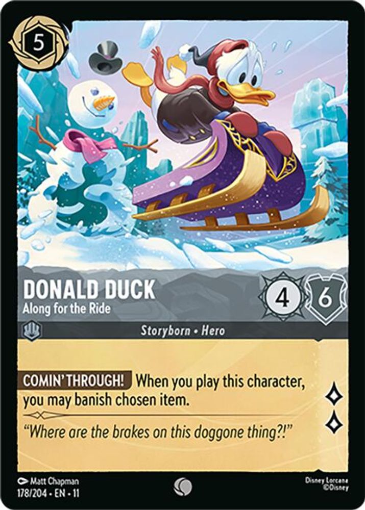 Donald Duck - Along for the Ride 178/204 Common Winterspell Lorcana Near Mint