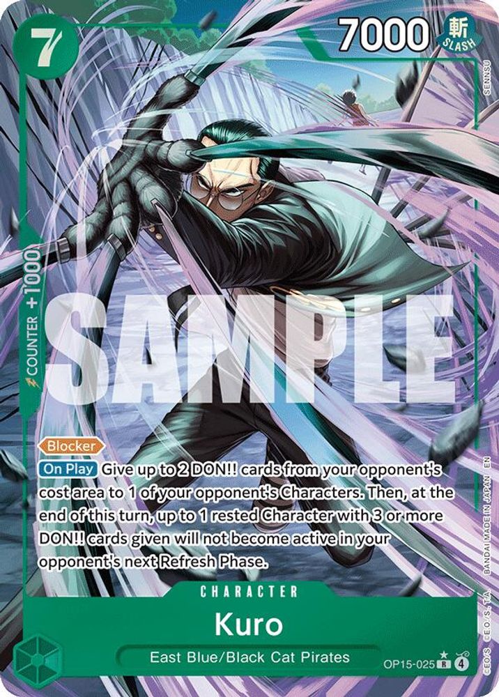 Kuro (Alternate Art) OP15-025 Rare Adventure on Kami's Island One Piece Foil NM