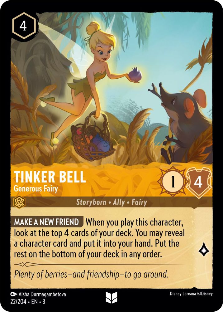 Tinker Bell - Generous Fairy 22/204 Uncommon Into the Inklands Lorcana Near Mint
