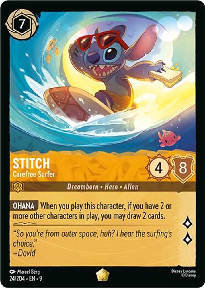 Stitch - Carefree Surfer 24/204 Legendary Fabled Lorcana Near Mint