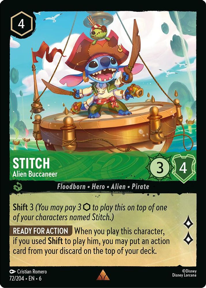 Stitch - Alien Buccaneer 72/204 Rare Azurite Sea Lorcana Near Mint