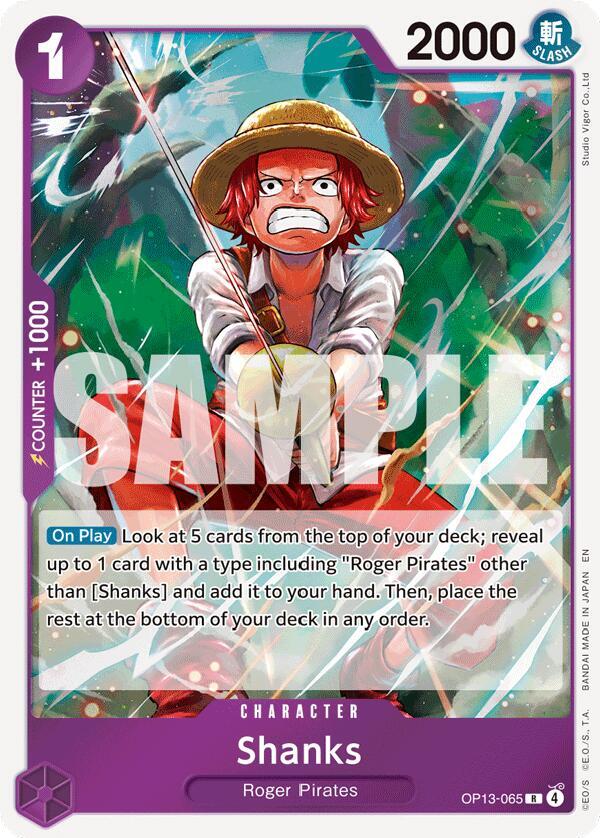 Shanks (065) OP13-065 Rare Carrying On His Will One Piece Foil Near Mint