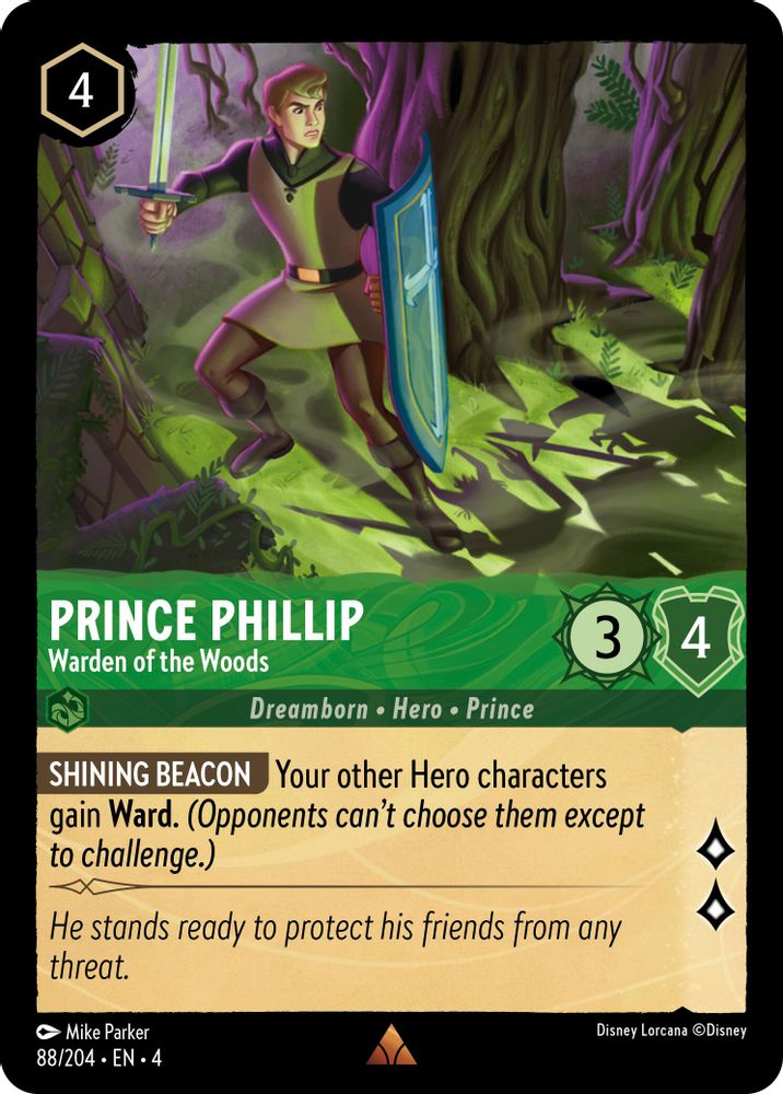 Prince Phillip - Warden of the Woods 88/204 Rare Ursula's Return Lorcana NM